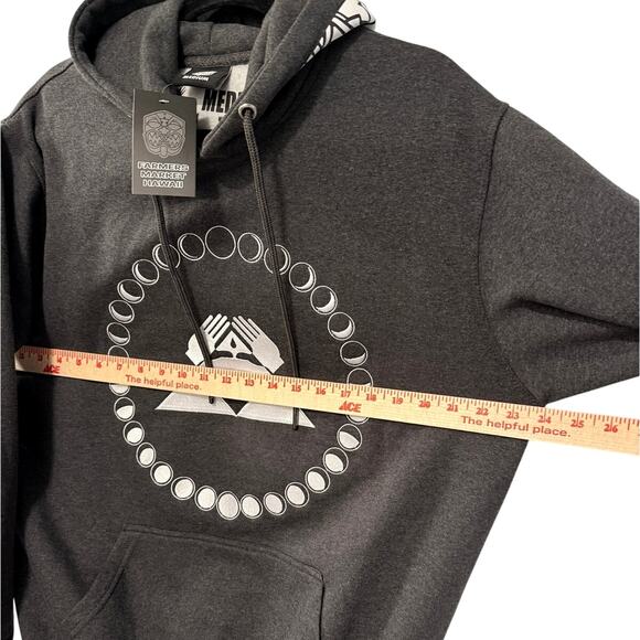 NWT! Farmers Market Hawaii Mens M Embroidered Hoodie Moon Cycles Sweatshirt Gray - Picture 8 of 9